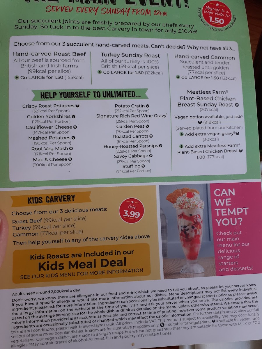 Menu King William Iv Brewers Fayre-1